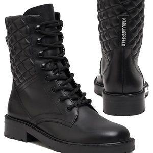 Karl Lagerfeld Paris Remi Quilted Combat Boot Size US 8 New in Box